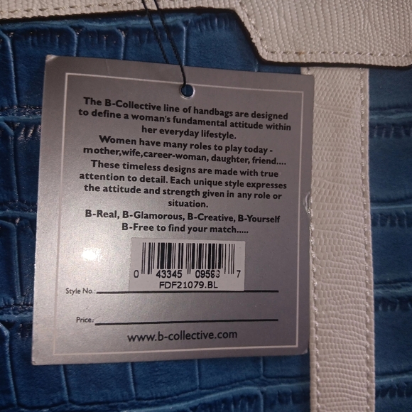 B-COLLECTIVE CROCO BLUE AND WHITE SHOULDER, SATCHEL BAG - Picture 9 of 9